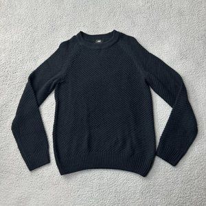 H&M Sweater Adult Medium Blue Pullover Knit Casual Crochet Mens Acrylic Ribbed